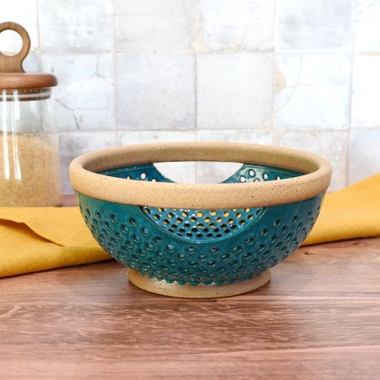 Dark Cyan Honeycomb Colander